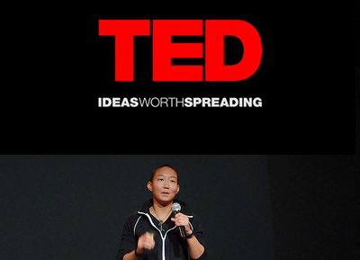 YK giving a TED Talk